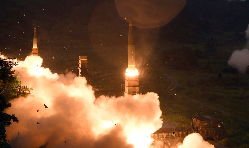 In this photo provided by South Korea Defense Ministry, South Korea’s Hyunmoo II Missile system fire missiles during the combined military exercise between the U.S. and South Korea against North Korea at an undisclosed location in South Korea, Saturday, July 29, 2017.